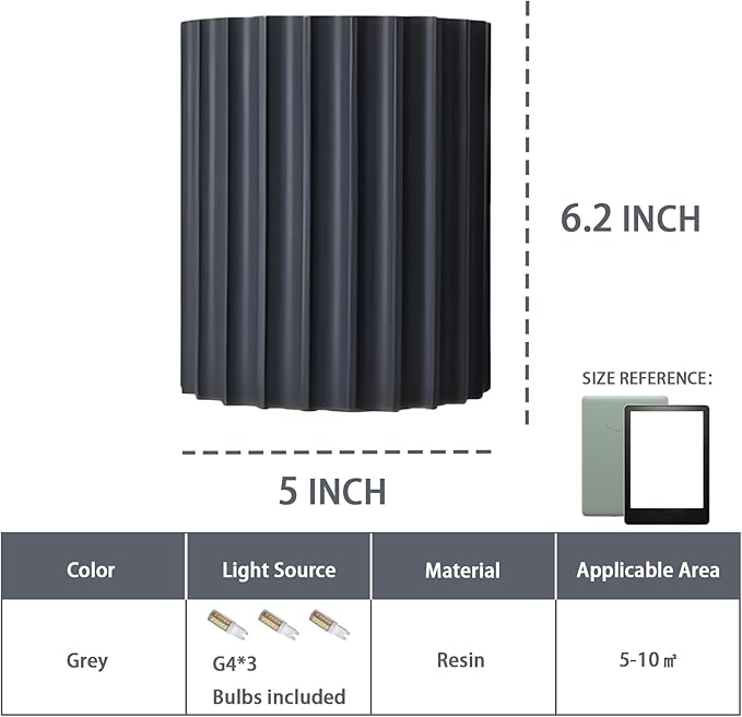 LightInTheBox Modern LED Wall Sconce Minimalist Resin Wall Light Nordic Style Half-Cylinder Tree Root Desgin Up and Down Light for Stairs Hallway Bedroom (Grey)-Ruum Studio Home