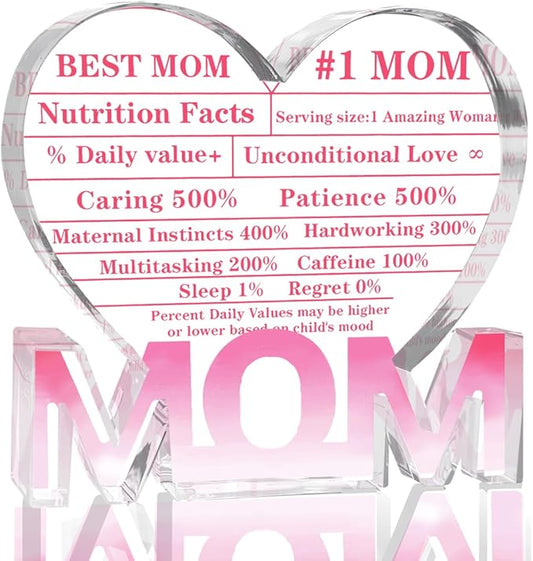 Mothers Day Gifts Best Mom Gifts -Gifts for Mom from Daughter Son - Best Mom Ever Gifts Unique Mother Birthday Acrylic Heart-Shaped Plaque Desk Decorations Present for Mom Christmas Anniversary-Ruum Studio Home