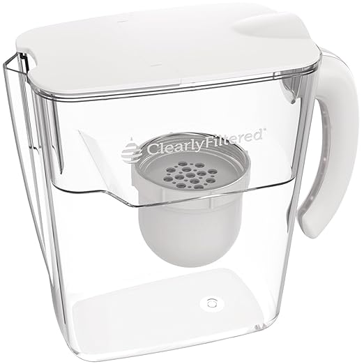 Clearly Filtered No.1 Filtered Water Pitcher/Updated Model/Targets 365+ Contaminants e.g. Fluoride Chlorine PFAS Microplastics Lead Arsenic BPA/BPS Free (Pitcher Includes 1 Filter)-Ruum Studio Home