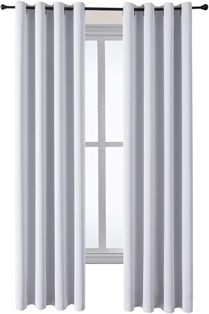 ChrisDowa Grommet Room Darkening Curtains for Bedroom and Living Room - 2 Panels Set Thermal Insulated Blackout Curtains (Greyish White, 52W x 84L)-Ruum Studio Home
