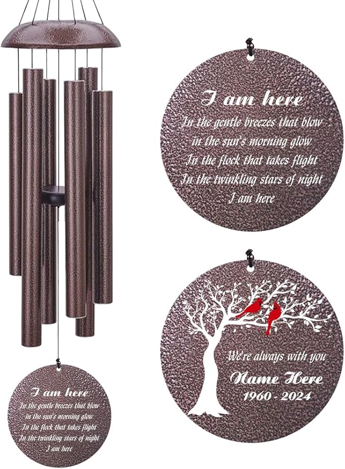 Personalized Sympathy Wind Chimes, Personalized Wind Chimes for Loss of Loved One, Commemorative Sympathy Gifts for Funerals, in Memory of Dad/Mom/Husband/Wife, Ship from US-Ruum Studio Home