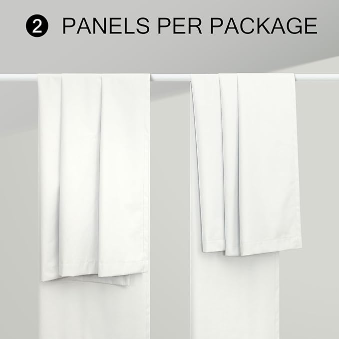 Ivory White Curtains 84 Inch Length 2 Panels for Living Room Curtain for Bedroom Window Total Blackout Off White Drapes 84 Long Boho Farmhouse Linen Black Out Thermal Insulated Curtain Back Tab Pocket-Ruum Studio Home