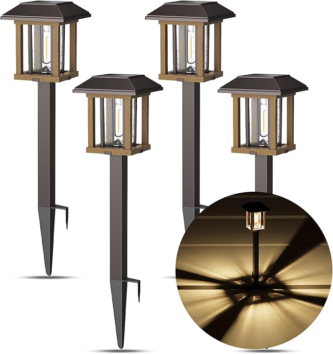 XMCOSY+ Solar Pathway Lights Outdoor, 25 LM LED Garden Lights with Seed Glass, 2-Tone/Colour, Waterproof Solar Powered Decorative Lighting for Yard Landscape Driveway Walkway (Warm White)-Ruum Studio Home