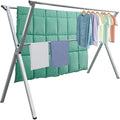 Clothes Drying Rack Folding Indoor Outdoor, Foldable Portable Laundry Drying Rack, Heavy Duty Laundry Hanger Dryer Rack with 20 Hooks (79.55'')-Ruum Studio Home