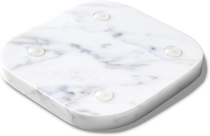 𝐋𝐮𝐱𝐮𝐫𝐲 𝐈𝐭𝐚𝐥𝐢𝐚𝐧 100% Marble Tile Coasters – Set of 4 – Square Modern Bar Coasters for Drinks, Coffee –Stone Holder for Home Décor, Housewarming Gifts (Carrara White)-Ruum Studio Home