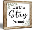 Rustic Wooden “Let’s Stay Home” Sign – Wooden Plaques Sign Table Decor, Shelf or Desk Decor, Farmhouse Living Room and Family Room Decoration, Cozy Home Accent and Housewarming Gift-Ruum Studio Home