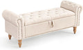 Furniliving 51” Storage Benches, End of Bed Bench with Button-Tufted Large Upholstered Storage Ottoman Linen Window Bench with Storage Shoe Cabinet Bench, for Bedroom, Entryway, Closet, Beige-Ruum Studio Home