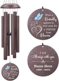 Sympathy Wind Chimes, Personalized Butterfly Wind Chimes for Loss of Loved One, Commemorative Sympathy Gifts for Funeral, in Memory of Dad/Mom/Husband/Wife-Ruum Studio Home