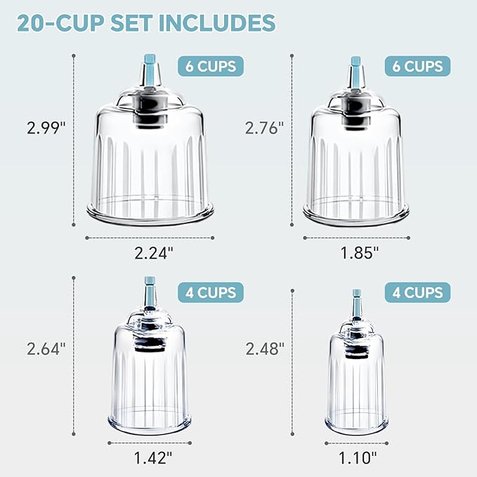 Cupping Kit for Massage Therapy 20 Suction Cups for Back Muscle Body Physical Pain Relief Cupping Set with Carring Case-Ruum Studio Home