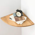 Corner Shelf, Solid Oak Wood Floating Corner Shelves Wall Mount Round End with Wire Hole for Small Plant Photo Frame for Bedroom Kitchen, Living Room-Ruum Studio Home