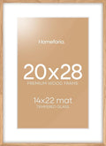 Homeforia 20x28 Picture Frame Wood, High End Natural Oak 20 x 28 Light Wooden Poster Frame with Mat 14 by 22, 20x28 Frames Matted to 14x22 Photo, 28by20 Thin Frames, Tempered Glass, Wall Kit, Set of 1-Ruum Studio Home