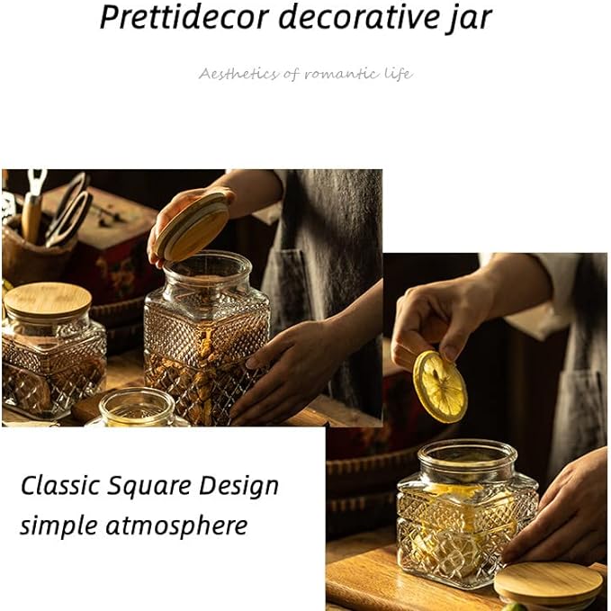 Glass Storage Jar, 38 FL OZ Glass Food Storage Canisters with Bamboo Lid, Kitchen Containers Decorative Jar Airtight Glass Jars For Cereal Nuts Snack Candy Cookies Coffee Tea-Ruum Studio Home