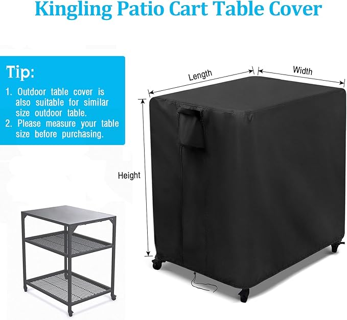 Kingling Outdoor Table Cover for Patio Cart Table, Waterproof Outdoor Grill Prep Table Cover Prep Cart Table Cover - 32" L x 27" W x 30" H-Ruum Studio Home
