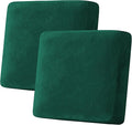 H.VERSAILTEX Velvet Stretch Couch Cushion Cover Plush Cushion Slipcover Cushion Furniture Protector Seat Cushion Sofa Cover (2 Piece Large Sofa Cushion Covers, Vintage Green)-Ruum Studio Home
