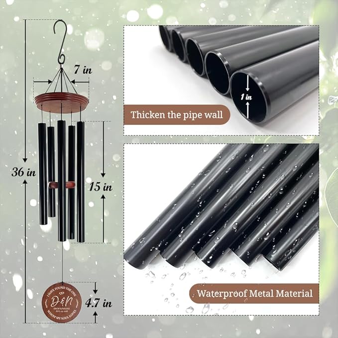 ASTARIN Personalized Wind Chimes Outdoor Deep Tone,35'' Customized Memorial WindChimes for Loss of Loved One,Melody Wind Chime Unique as Sympathy Gift,Home Décor for Garden-Ruum Studio Home