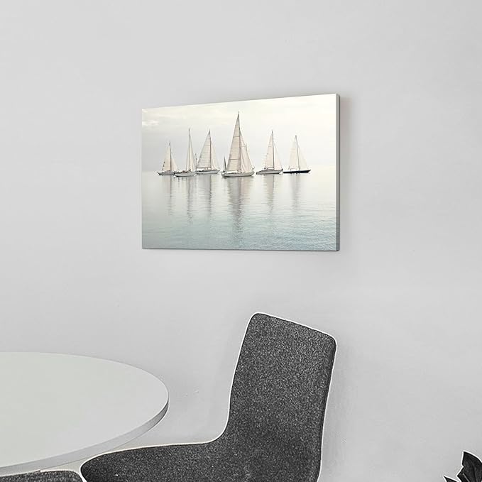 ARTISTIC PATH Coastal Sailboat Canvas Wall Art - Nautical Sailing Picture Ocean Ship Prints Sea Level Boat Painting Artwork for Bedroom-Ruum Studio Home