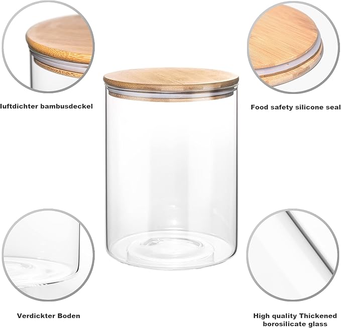 YUNCANG Glass Storage Jars,2 PACK -108oz/3200ml Clear Glass Food Storage Containers with Airtight Bamboo Lid Stackable Kitchen Canisters for Candy,Cookie,Rice,Sugar,Flour,Pasta,Nuts and Spice Jars-Ruum Studio Home