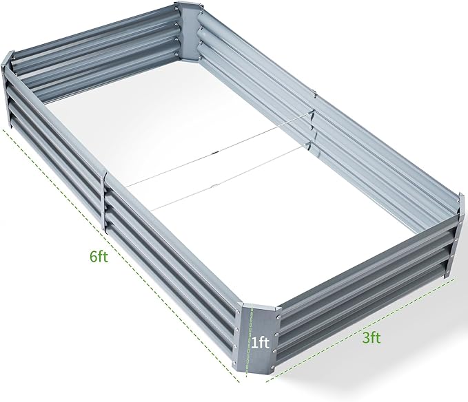 Land Guard 6×3×1ft Galvanized Raised Garden Bed Kit for Vegetables, Galvanized Large Metal Planter Raised Garden Boxes Outdoor(Modern Grey)…-Ruum Studio Home