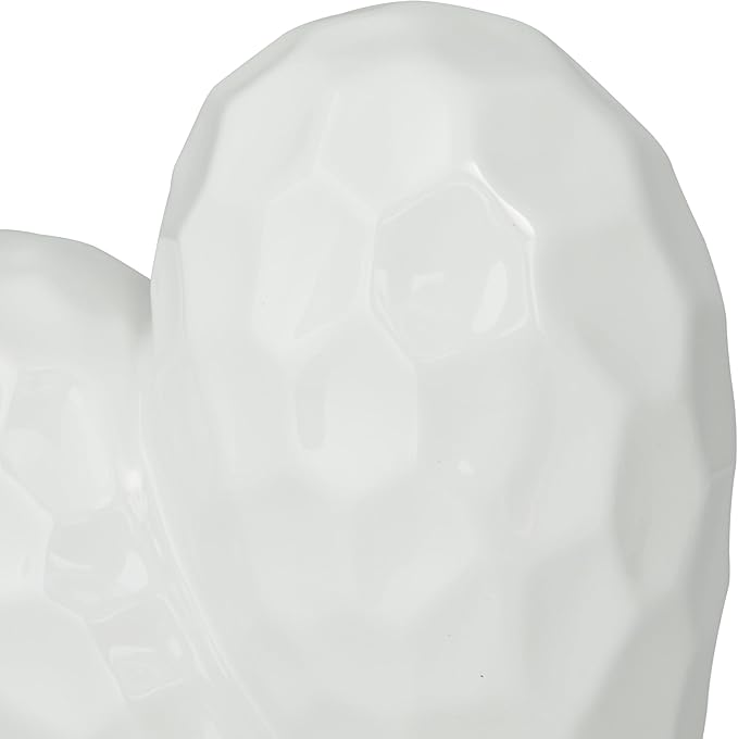 Deco 79 Porcelain Ceramic Heart Decorative Sculpture Dimensional Angled Origami Inspired Home Decor Statue, Accent Figurine 8" x 3" x 8", White-Ruum Studio Home