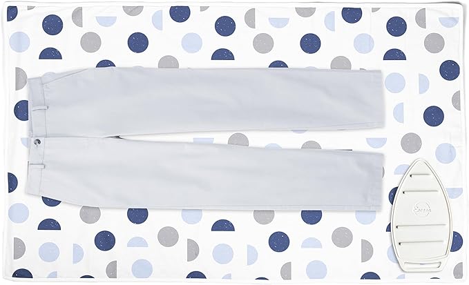 Encasa XO Ironing Mat/Pad (Large 48"x28") with 3mm Padding & Silicone Iron Rest for Steam Pressing on Tabletop or Bed - Heat Resistant, Portable, Quilting & Travel Blanket - Blue Moon-Ruum Studio Home