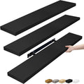 Sorbus Floating Shelves for Wall - 35 Inch Long Bathroom Shelves, Wall Decor for Bedroom, Kitchen, Living Room & Book Storage - Mounted Floating Shelf with Invisible Brackets (Black, 3 Pack)-Ruum Studio Home