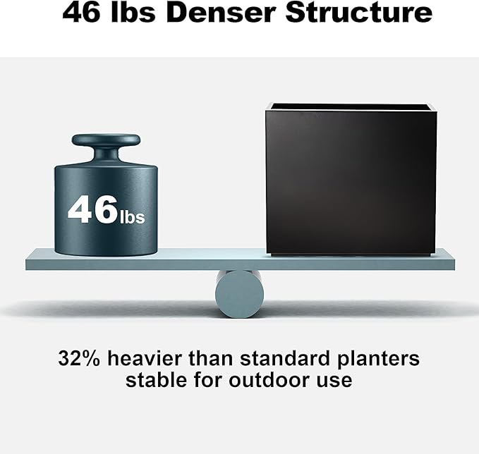 Large Rectangular Metal Planter Box Outdoor 30" H x 34" W x 10" D,Tall Flower Pot with Quick Installation,Long Black Planters for Outdoor Plants with Drainage Holes for Plants,Patio,Garden-Ruum Studio Home