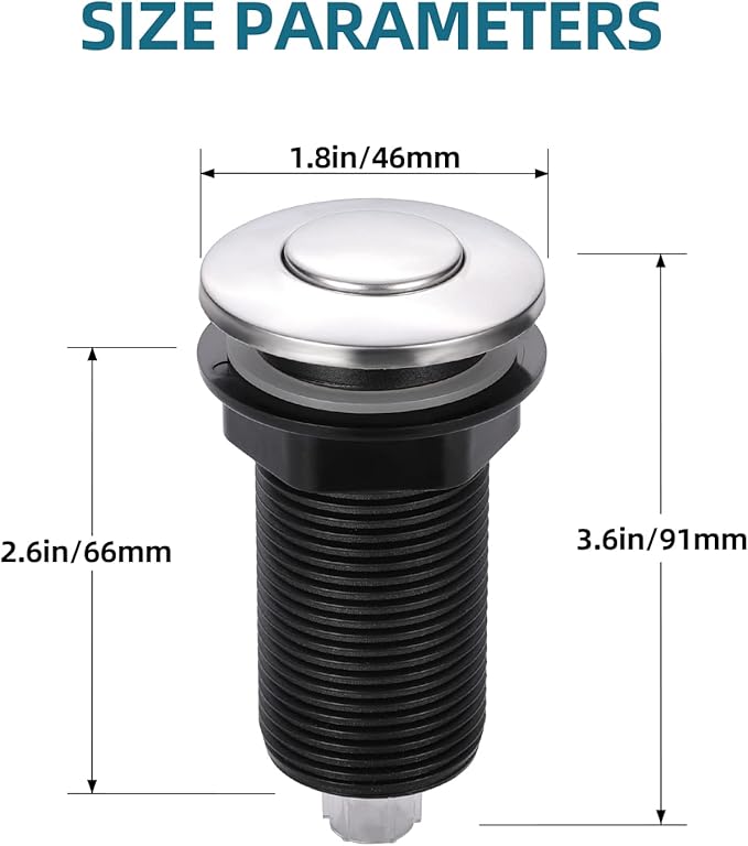 RQYEKDO Garbage Disposal Air Switch Kitchen Sink Top Long Stainless Steel Brushed Nickel Long 2.5" for Food and Waste Disposal On/Off Air Button Parts Copper…-Ruum Studio Home
