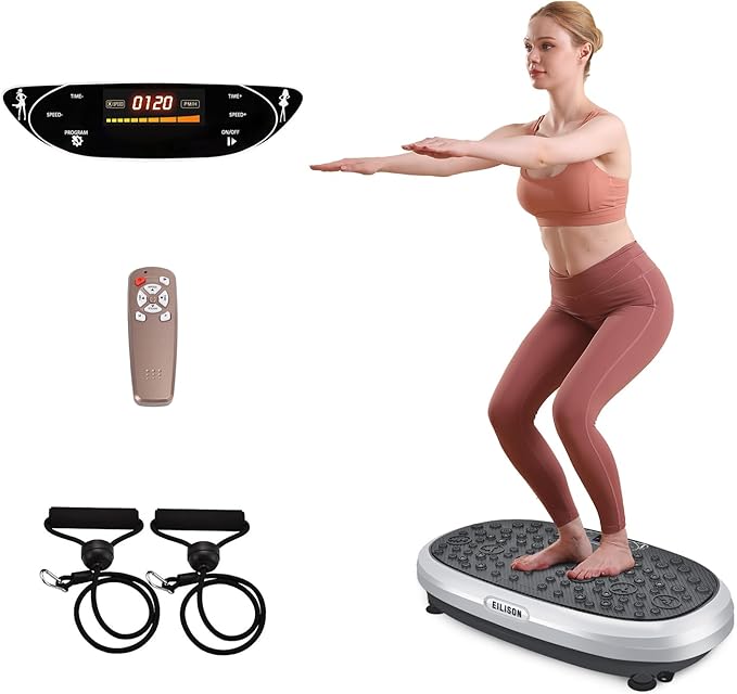 EILISON FitMax 3D XL Vibration Plate Exercise Machine - Whole Body Workout Vibration Platform w/Loop Bands - Lymphatic Drainage Machine for Weight Loss, Shaping, Wellness, Recovery-Ruum Studio Home