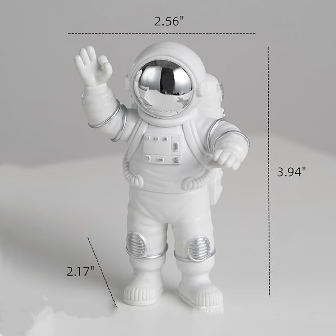 3 Pcs Silver White Astronaut Statues Set, Spaceman Sculpture Figurines Home Ornament Cake Toppers Gift-Ruum Studio Home