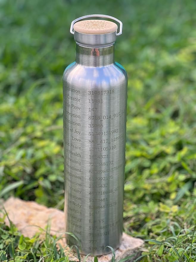SANA Numerana Grabovoi Water Bottle 1L (34 oz), Water Activator Bottle with Engraved Grabovoi Numbers, Double layerd bottle, Health Focused (2.0 Version)