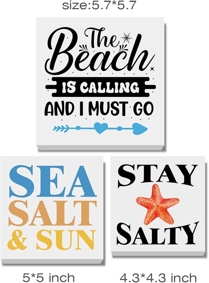 Summer Beach Decor for Home Farmhouse Tiered Tray Decor Beach House 3 Pcs Decorative Wood Box Signs Table Desk Shelf Decoration-Ruum Studio Home