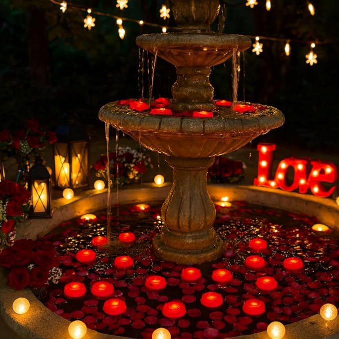 Aignis 12pcs Flameless LED Floating Candles, Red Rose Plastic Tealights Battery Operated, 120+ Hours Glow Time, Cozy Light for Romantic Pool/Bathtub/Hot Bath/Wedding Centerpiece Decor(D2.83 * H1.42)-Ruum Studio Home