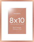 Homeforia Rose Gold 8x10 Picture Frame, High End Metal 8 x 10 Poster Frames with Mat 5 by 7 Print, 10x8 Thin Frame Matted to 7x5 Photo, 8by10 Wall or Tabletop Frame, Tempered Glass, Wall Kit, Set of 1-Ruum Studio Home
