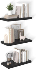 12 Inch Deep Floating Shelves for Wall 3 Pack Floating Shelves Large Storage Space Wall Mount Shelf for Living Room Kitchen Bathroom 24" W x 12" D x 1.2" H Black-Ruum Studio Home