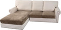 H.VERSAILTEX Velvet Stretch Sectional Couch Covers 3 Pieces Sofa Seat Cushion Covers L Shape Separate Couch Cover for Both Left/Right Sectional Couch (Large Sofa 2 Seater + 1 Chaise, Mocha)-Ruum Studio Home