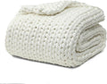 YnM Cooling Chunky Throw Blanket, Medium-Weight, Hand Knitted, Skin Friendly, Ventilated and Breathable, Machine Washable, Home Décor Piece for Couch, Sofa and Bed (White, 50x70 Inch)-Ruum Studio Home