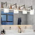 BONLICHT 4-Light Bathroom Vanity Light Fixture Brushed Nickel Industrial Wall Sconce Lighting with Hammered Glass Shade for Living Room Bedroom Hallway Porch Workshop Dressing Table-Ruum Studio Home