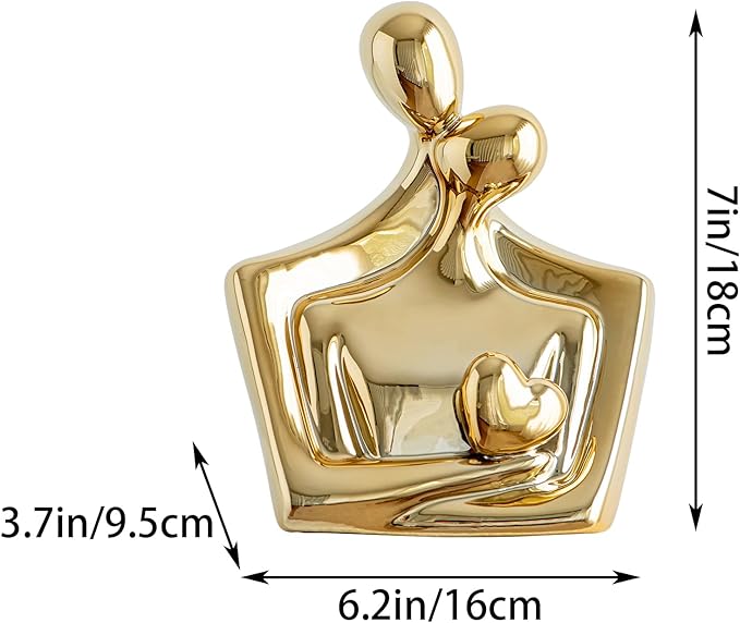 Porcelain Romantic Couple Figurines Statue Gold Aesthetic Decorations Hugging Couple Sculptures - Modern Ceramic Sculpture Home Accents for Living Room Bedroom Coffee Table, Desktop, Bookshelf-Ruum Studio Home