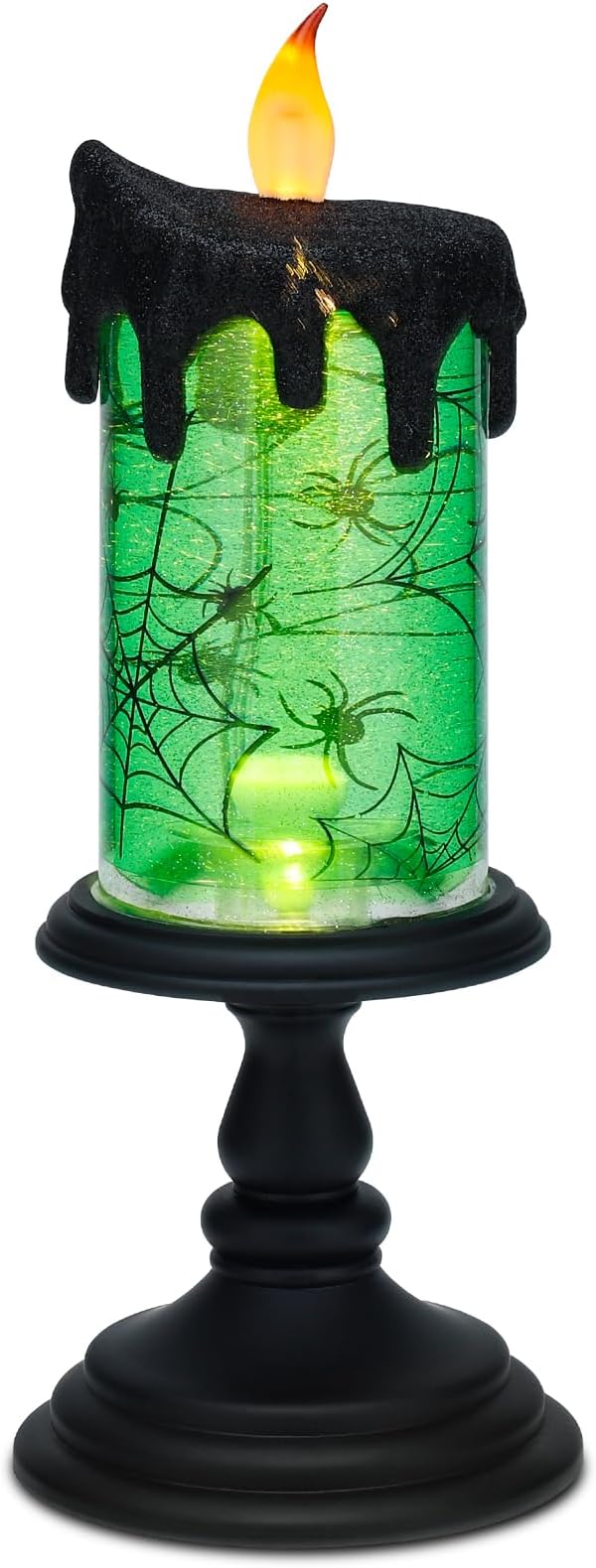 Halloween Snow Globe Candles Lighted Lamp, Lighted Flameless Candles with Water Glitter Swirls and Spooky Moving,Battery Operated-Ruum Studio Home