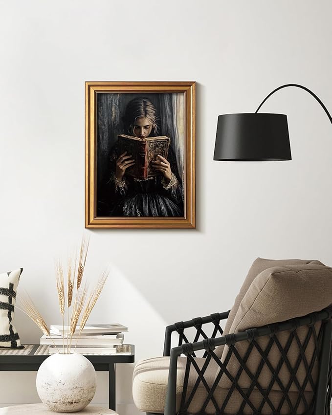 HUARCEY Gold Framed Wall Art for Living Room, Portrait Painting Prints, Vintage Wall Decor for Kitchen, Gothic Bedroom Wall Art for Home Office Magic Scripture 16L x 12W-Ruum Studio Home