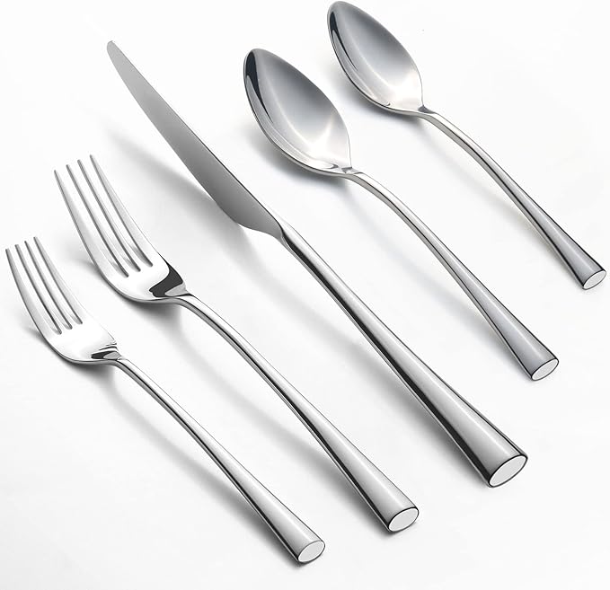 Alata Bailey 20-Piece Forged Silverware Set Stainless Steel Flatware Set,Service for 4,Mirror Polished Cutlery Set,Dishwasher Safe…-Ruum Studio Home