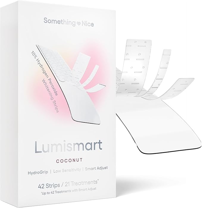 Something Nice Lumismart Whitening Strips - Dentist-Designed, Enamel Safe, up to 42 Treatments with Smart Adjust - Teeth Whitening Strips in Coconut for Sensitive Teeth-Ruum Studio Home