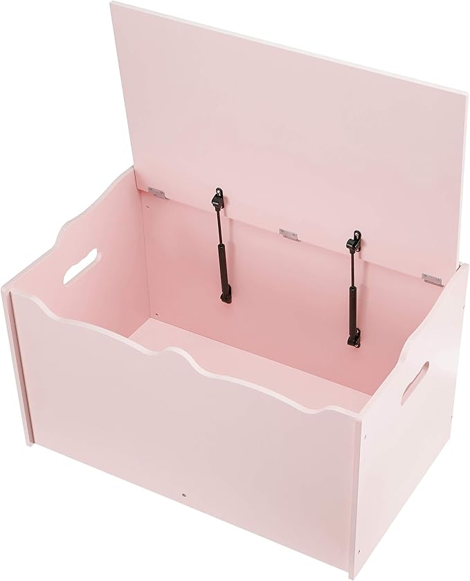 Amazon Basics Kids Toy Box, Wooden Organizer Storage Chest, Pink, 30" x 18" x 19"-Ruum Studio Home