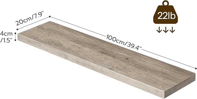 HOOBRO Floating Shelves for Wall, Wall Mounted Shelf Set of 2, 39.4" Hanging Shelf with Invisible Brackets, for Wall in Bathroom, Bedroom, Toilet, Kitchen, Livingroom, Office, Greige BG100BJP201-Ruum Studio Home
