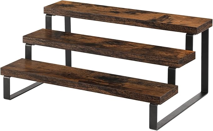 YINMIT Wooden Display Riser Stand, Tiered Perfume and Cologne Organizer Stand, 3 Tier Spice Rack Organizer, Rustic Display Shelf for Candles (3 Tier)-Ruum Studio Home