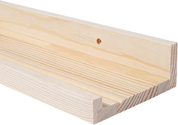 AZSKY 36 Inch Picture Ledge Shelf Solid Wood Large Floating Shelves Wall Mounted Rustic Natural Shelves for Home, Living Room, Bedroom, Bathroom, Office 3 Same Sizes-Ruum Studio Home