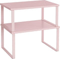 SONGMICS Cabinet Organizer Shelf, Set of 2 Kitchen Counter Shelves, Kitchen Storage, Spice Rack, Stackable, Expandable, Metal and Engineered Wood, Jelly Pink UKCS020S01-Ruum Studio Home