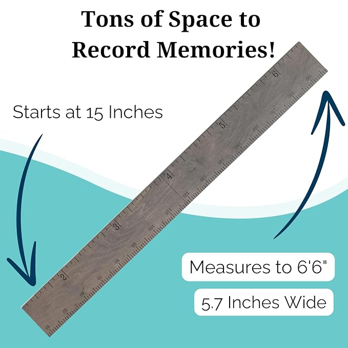 Height Ruler for Wall - Child Height Wall Chart, Height Chart for Kids Growth Chart for Wall Growth Chart Wood, Wooden Growth Chart for Wall - Gray w/Inches - 63"x5.75"-Ruum Studio Home