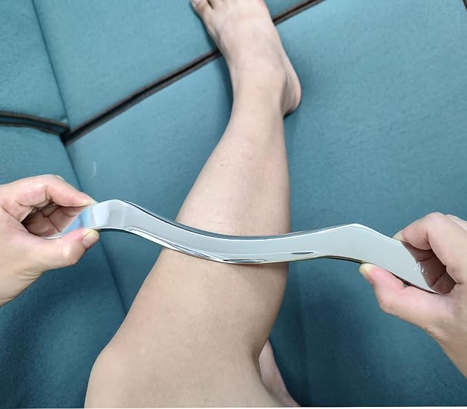 Muscle Scraper Stainless Steel Gua Sha Scraping Massage Tool,IASTM Tools, Great Soft Tissue Physical Therapy Used for Back, Legs, Arms,Neck (Long bar)-Ruum Studio Home