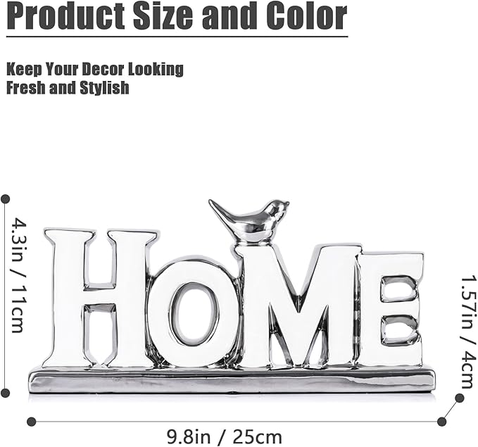 Love Sign Decoration,White and Silver Love Signs for Home Decor,Bird Sculpture Personalized Love Decor,Chrome Style Figurine Decorative Ornaments for Living Room,Bedroom,Desktop (Home, White+Silver)-Ruum Studio Home